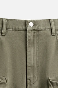 DENIM CARGO PANTS WITH POCKETS