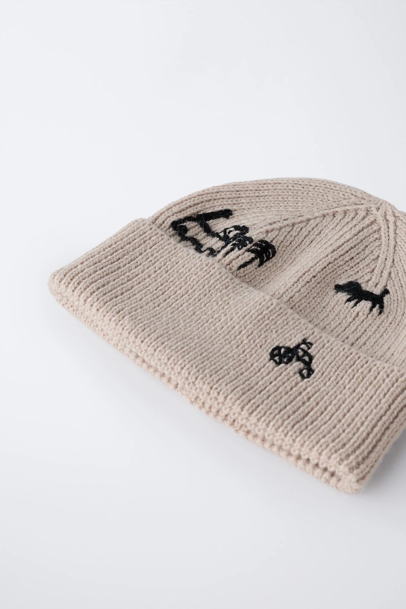 EMBROIDERED KNIT HAT
