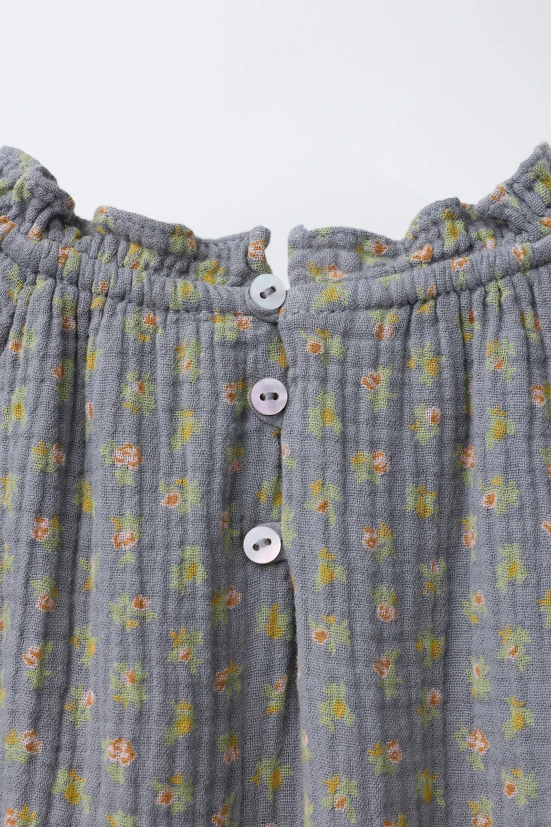 COTTON GAUZE FLORAL DRESS