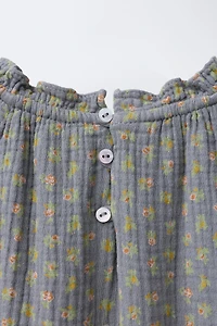 COTTON GAUZE FLORAL DRESS