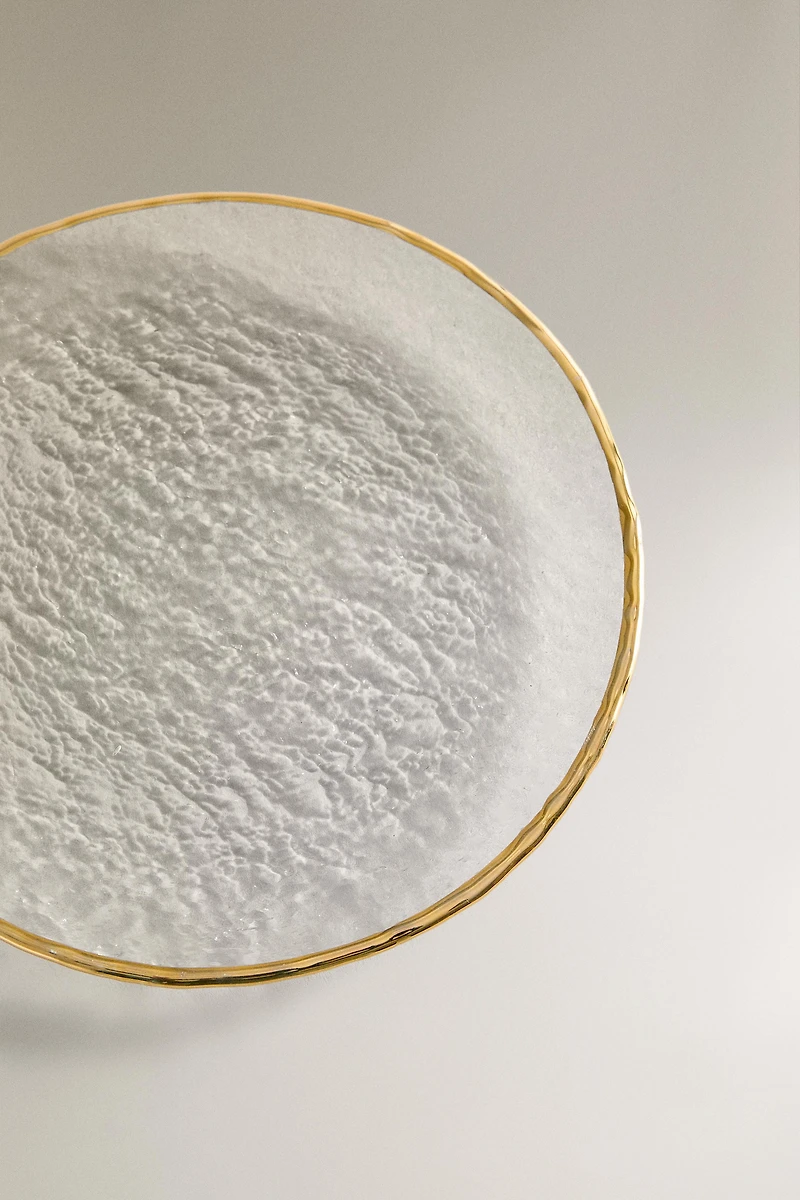 RAISED GLASS SIDE PLATE WITH GOLD RIM