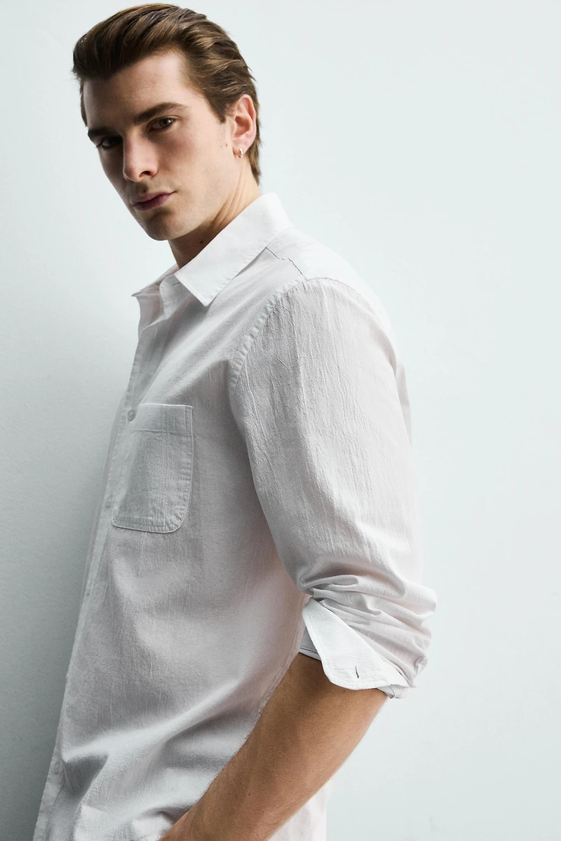 REGULAR FIT WRINKLE EFFECT SHIRT