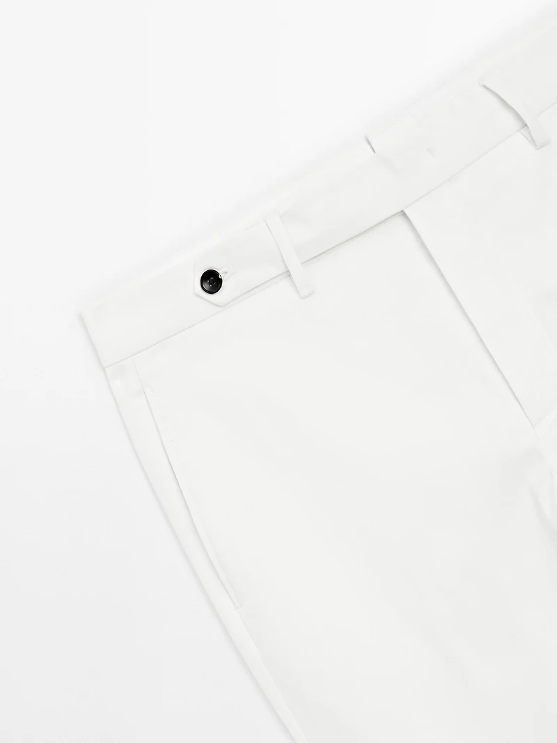 Cotton blend slim fit trousers