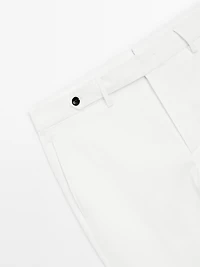 Cotton blend slim fit trousers