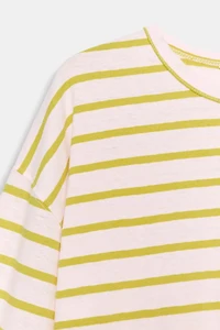T-SHIRT EN COTON ET LIN À RAYURES