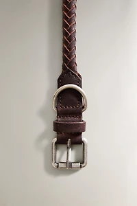 COLLIER CUIR TRESSE CHIENS