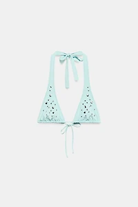 STUDDED SLIDING TRIANGLE BIKINI TOP
