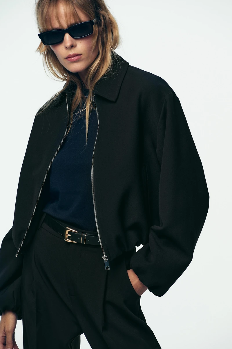 ZIP-UP GATHERED JACKET