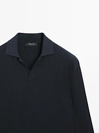 Pull polo en maille de coton mélangé