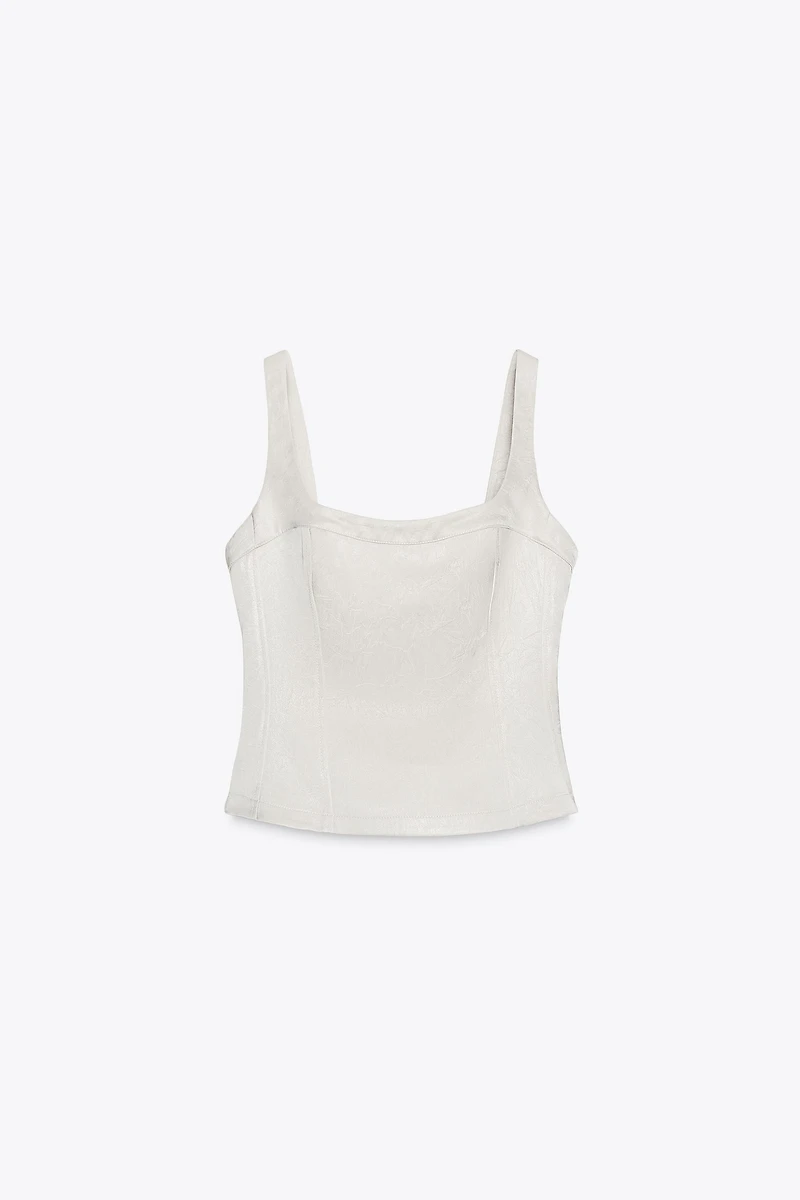 SATIN EFFECT BUSTIER TOP