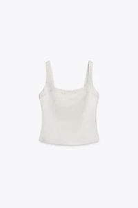 SATIN EFFECT BUSTIER TOP