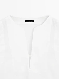 100% linen blouse with seam details