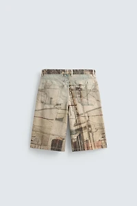 ABSTRACT PRINT BAGGY FIT SHORTS