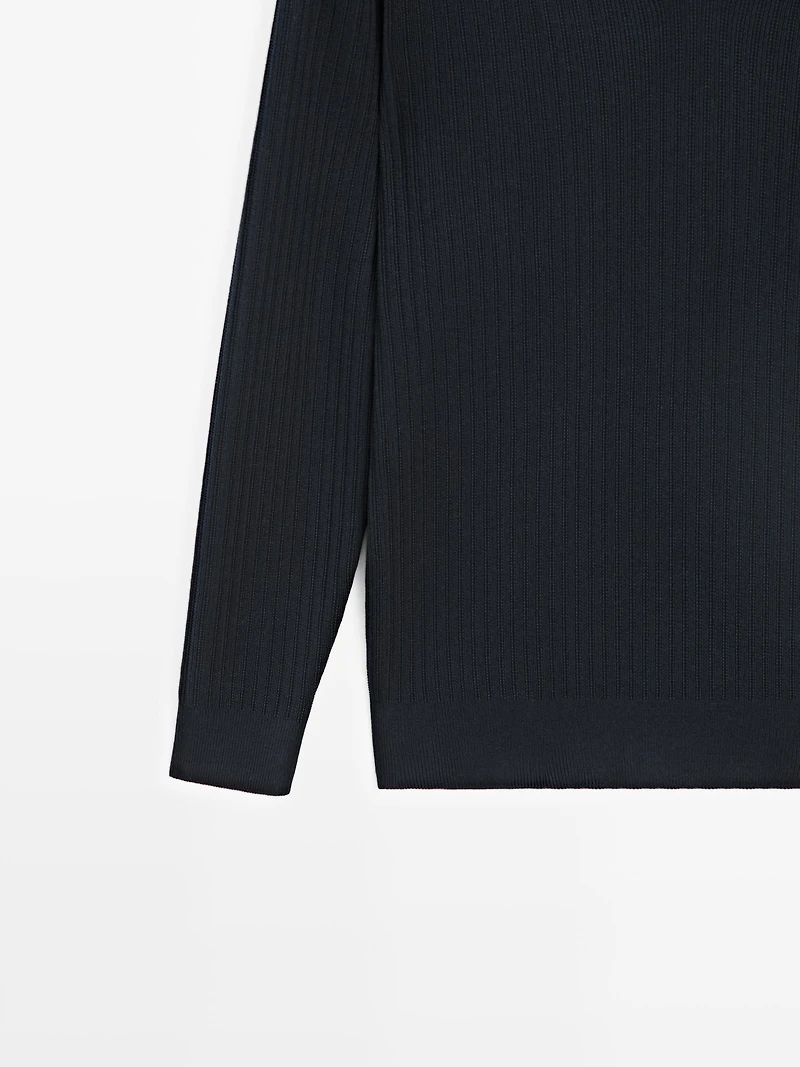 Pull polo en maille de coton mélangé