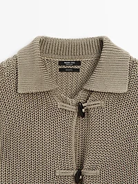 Mercerised cotton cardigan with horn button detail