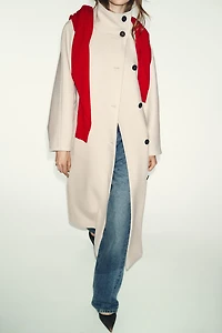 LONG WOOL COAT WITH HIGH NECK