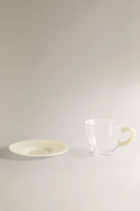 TASSE À CAFÉ ET SOUCOUPE EN BOROSILICATE COULEUR