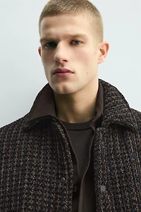VELOUR PLAID TEXTURED JACKET