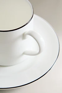 TASSE À THÉ ET SOUCOUPE BONE CHINA FILET NOIR