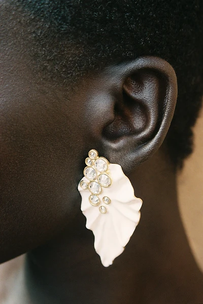 JEWELED LEAF EARRINGS