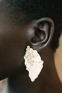 JEWELED LEAF EARRINGS