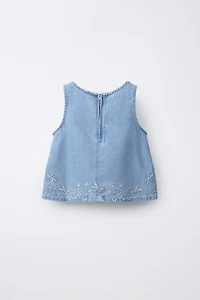 EMBROIDERED DENIM TOP