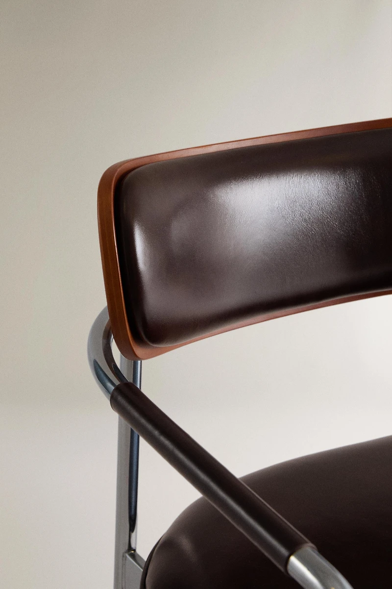 LEATHER AND STAINLESS STEEL CHAIR