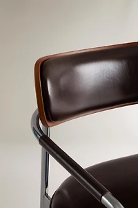 LEATHER AND STAINLESS STEEL CHAIR