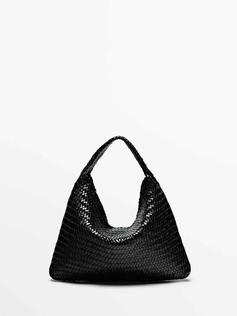 Braided nappa leather shopper bag