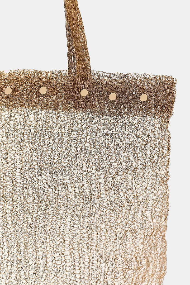 STUDDED METAL MESH BAG
