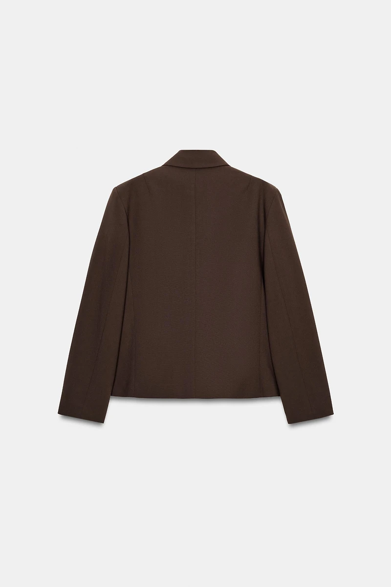 DOUBLE BREASTED LAPEL COLLAR BLAZER