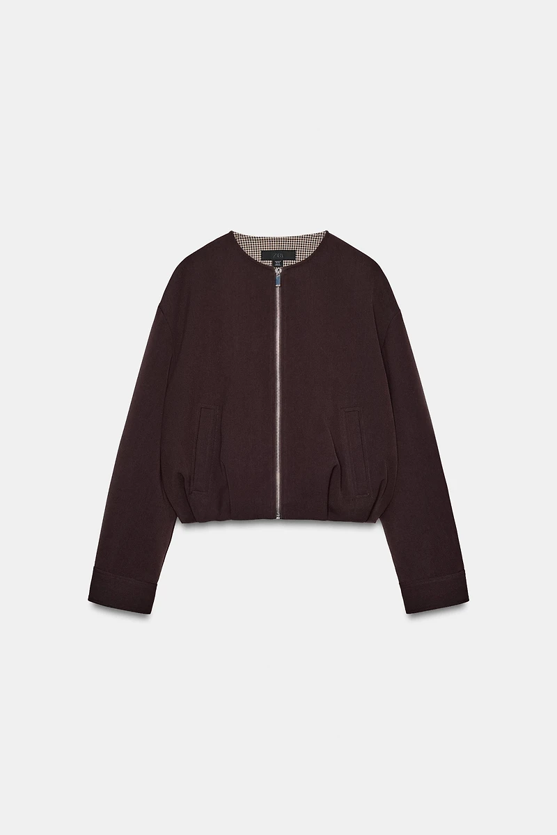 VESTE BOMBER À BAS PLISSÉ