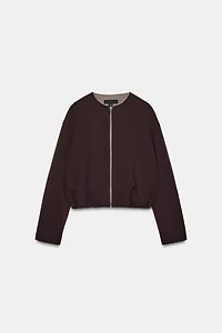 VESTE BOMBER À BAS PLISSÉ