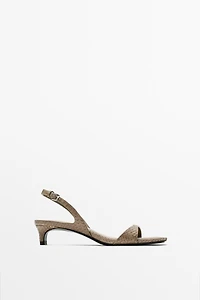 High-heel sandals embossed leather