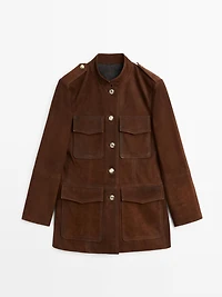 Suede leather safari jacket
