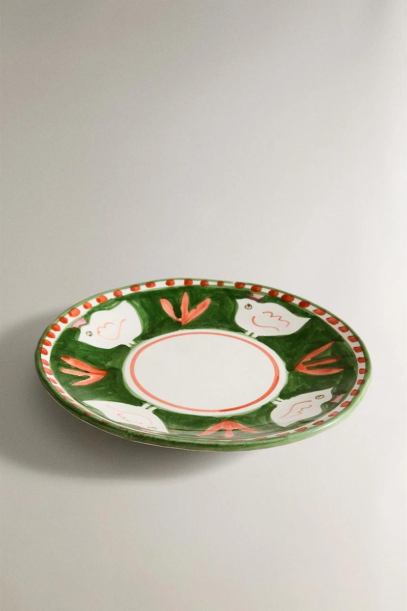PAINTED CERAMIC DESSERT PLATE