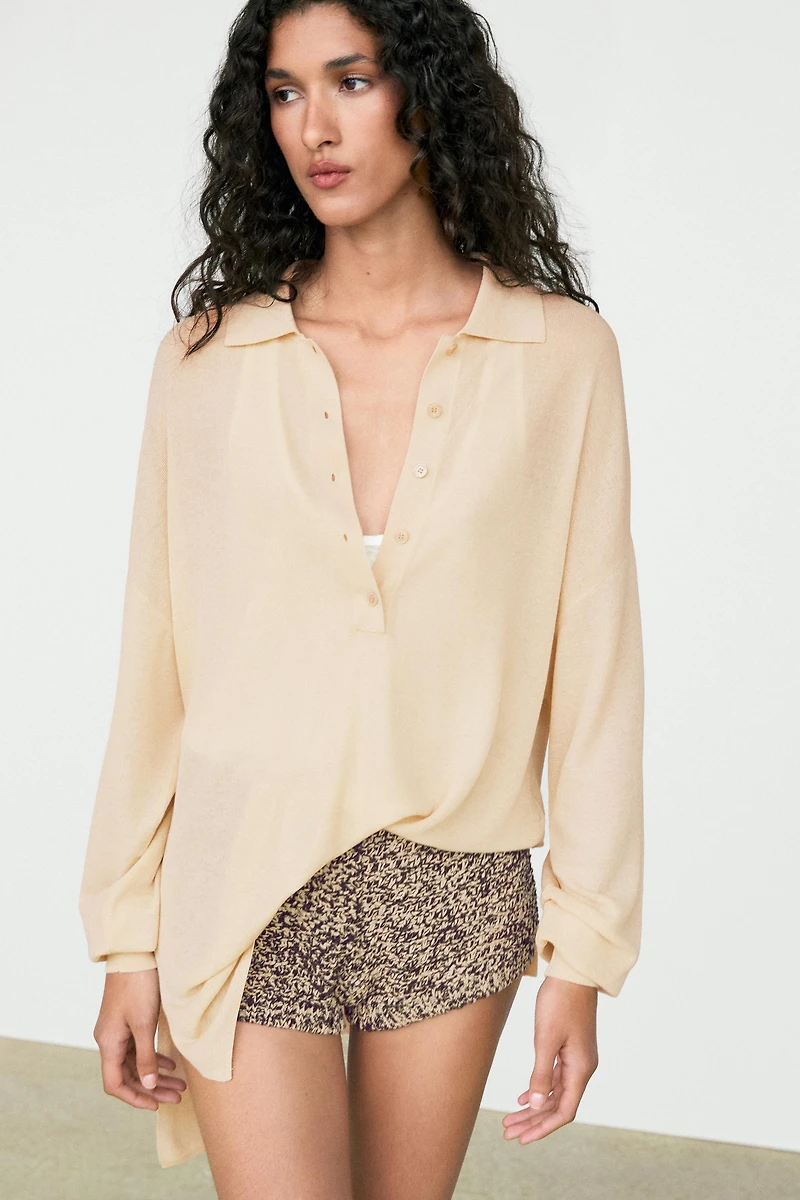 Flecked knit shorts co-ord