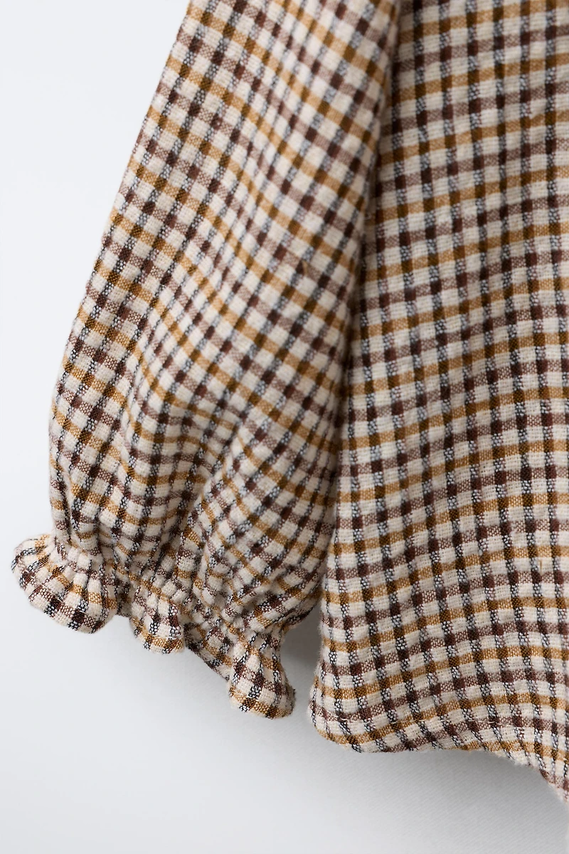 PLAID RUFFLE BLOUSE