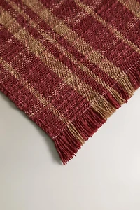 NAPPE COTON CARREAUX FRANGES NOËL