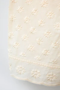 STRAIGHT LEG EMBROIDERED FLORAL PANTS