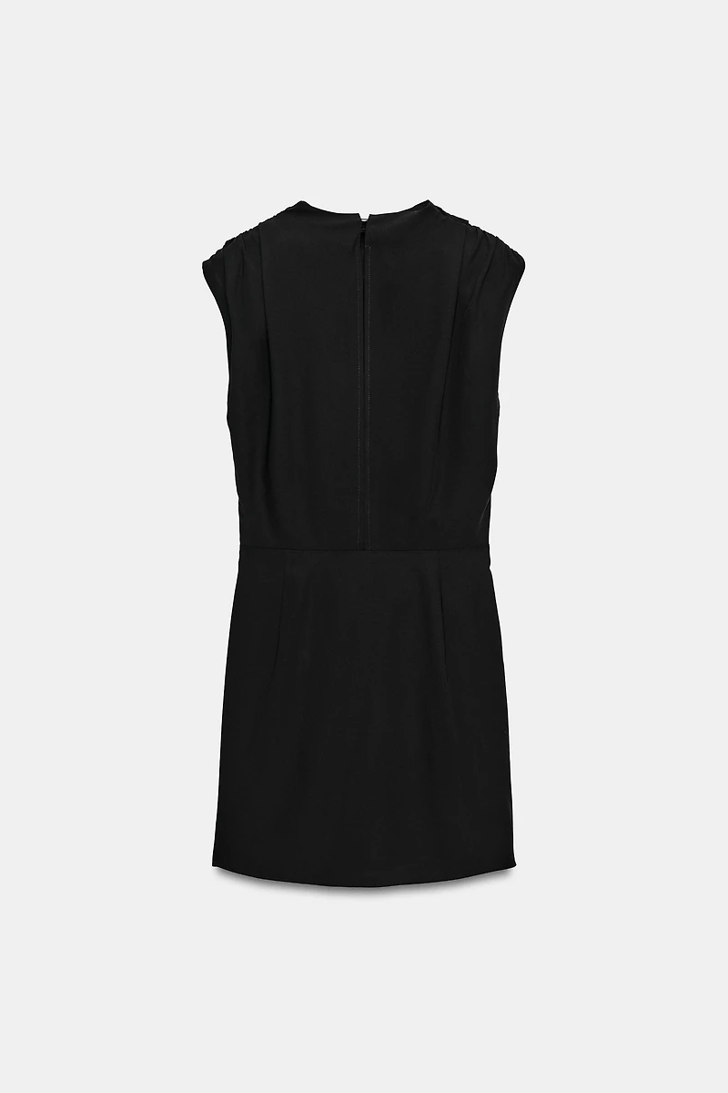 DRAPED MINI DRESS WITH SHOULDER PADS