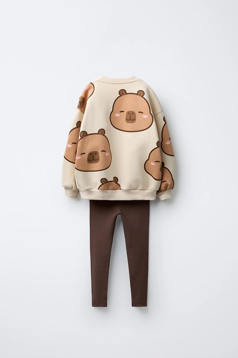 CAPYBARA CAPYFUN © RIB SWEATSHIRT AND LEGGING SET