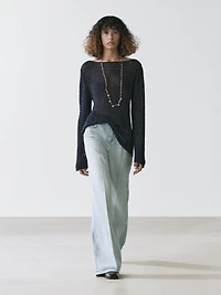 Pull en maille col bateau coton mélang