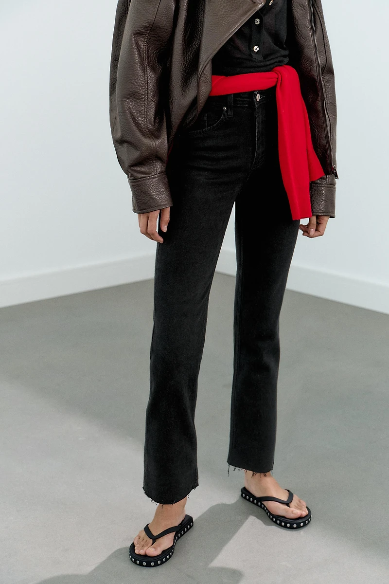 TRF HIGH-WAIST CROPPED FLARE JEANS