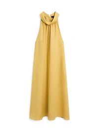 100% linen long halterneck dress