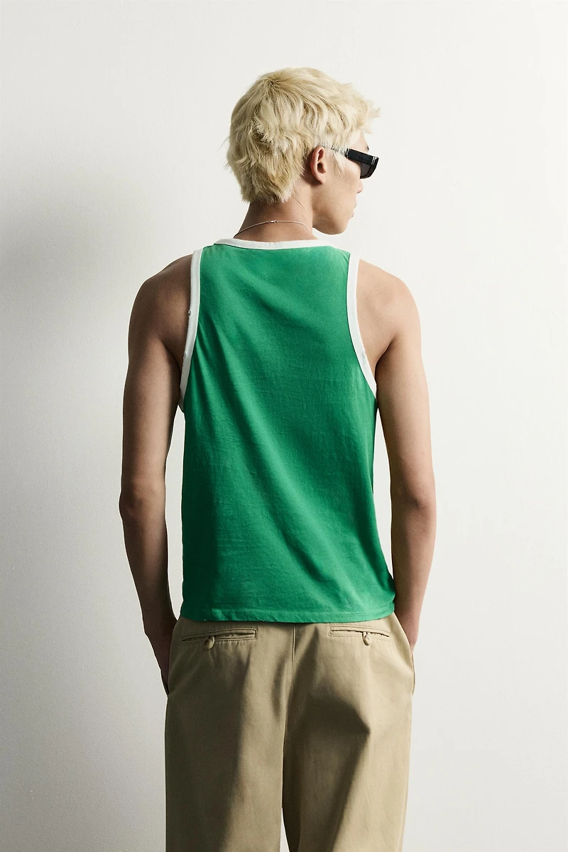 CONTRAST VINTAGE EFFECT TANK TOP
