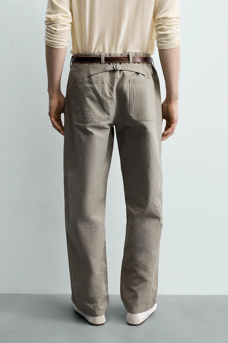 RELAXED FIT BELT LOOP PANTS