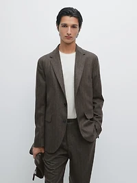 Striped wool blend suit blazer