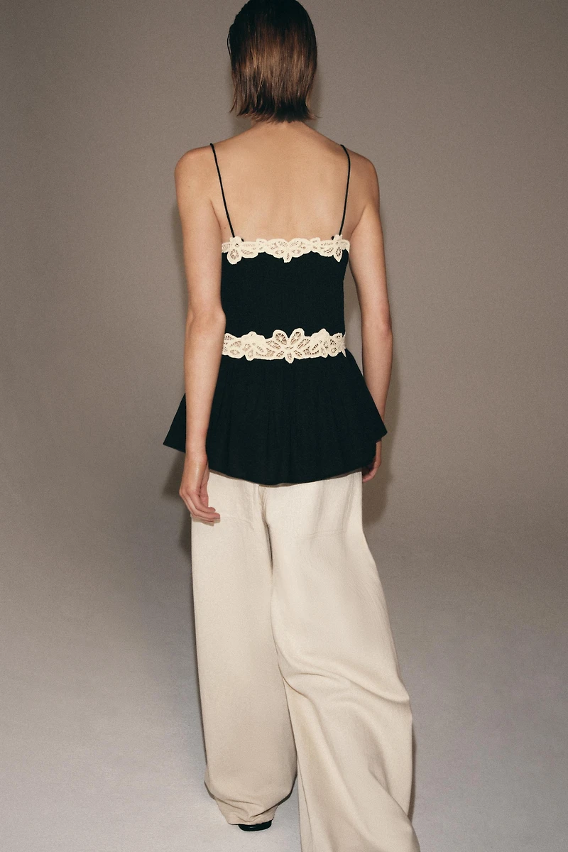 ZW COLLECTION CONTRAST LACE TOP