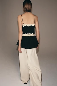 ZW COLLECTION CONTRAST LACE TOP